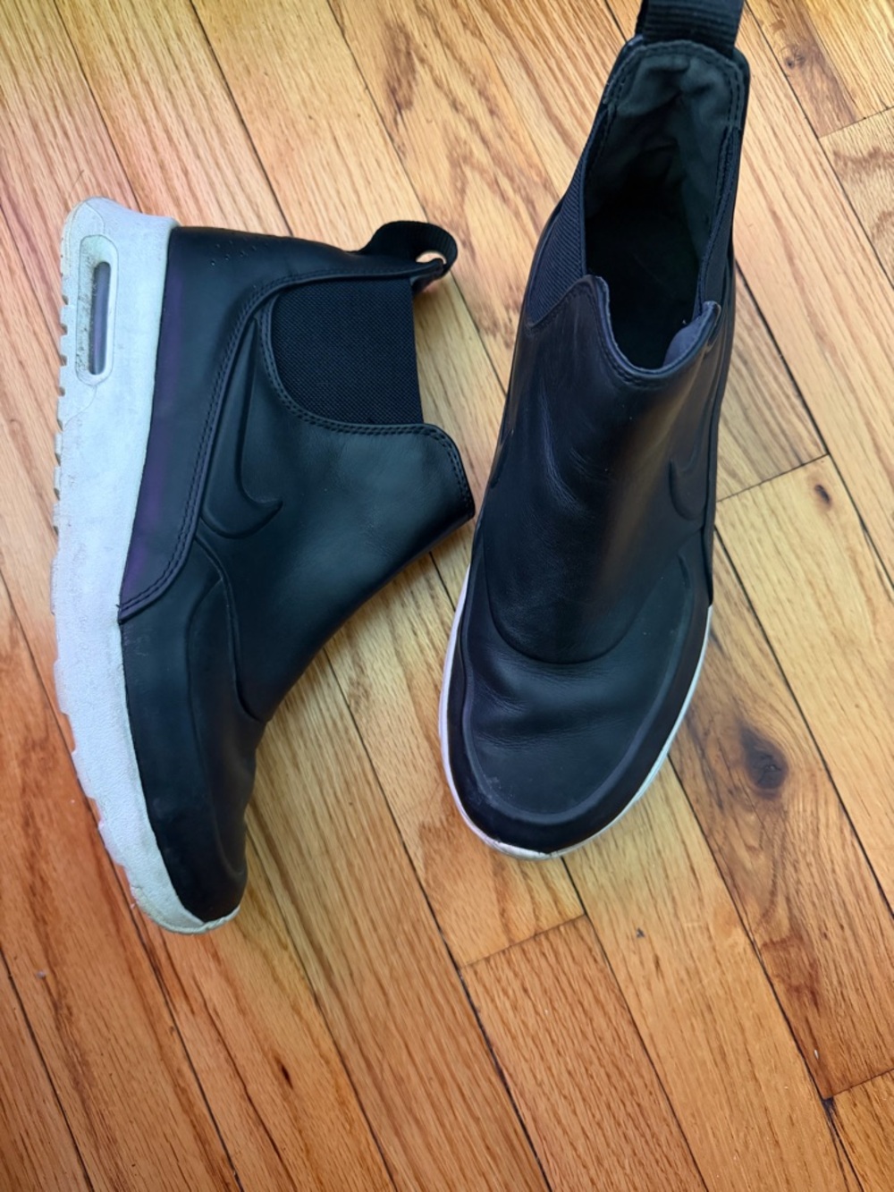 Nike Air Max Thea Mid boots Leather Black/White Slip-On Sneakers Reflect Sz 8.5 - Picture 4 of 9